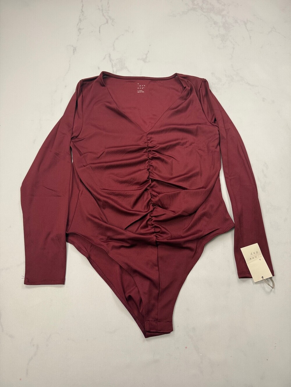 A New Day Bodysuit One-Piece Burgundy Modern Classic Statement Style - Womens XL
